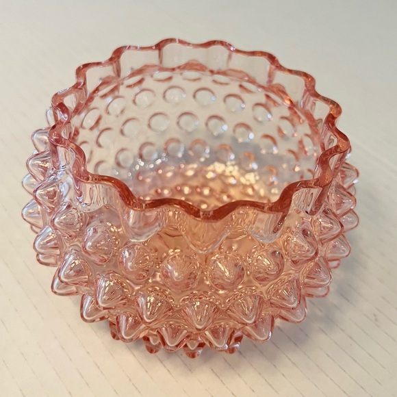 Pink Depression Glass Hobnail Bowl Candy Dish Trinket approx 7”x3.5” Vintage - Picture 1 of 12